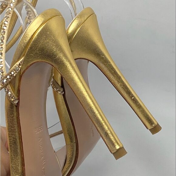 Andrea Wazen Leather & Crystal Pumps size 39.5 - Picture 7 of 16